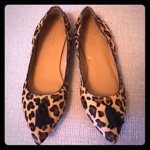 J. Crew Calf Hair Tassel Stretch Flats